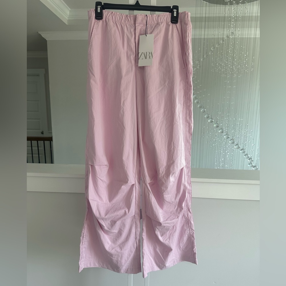 Zara Nylon Pink Wide-Leg Pants - Picture 5 of 7